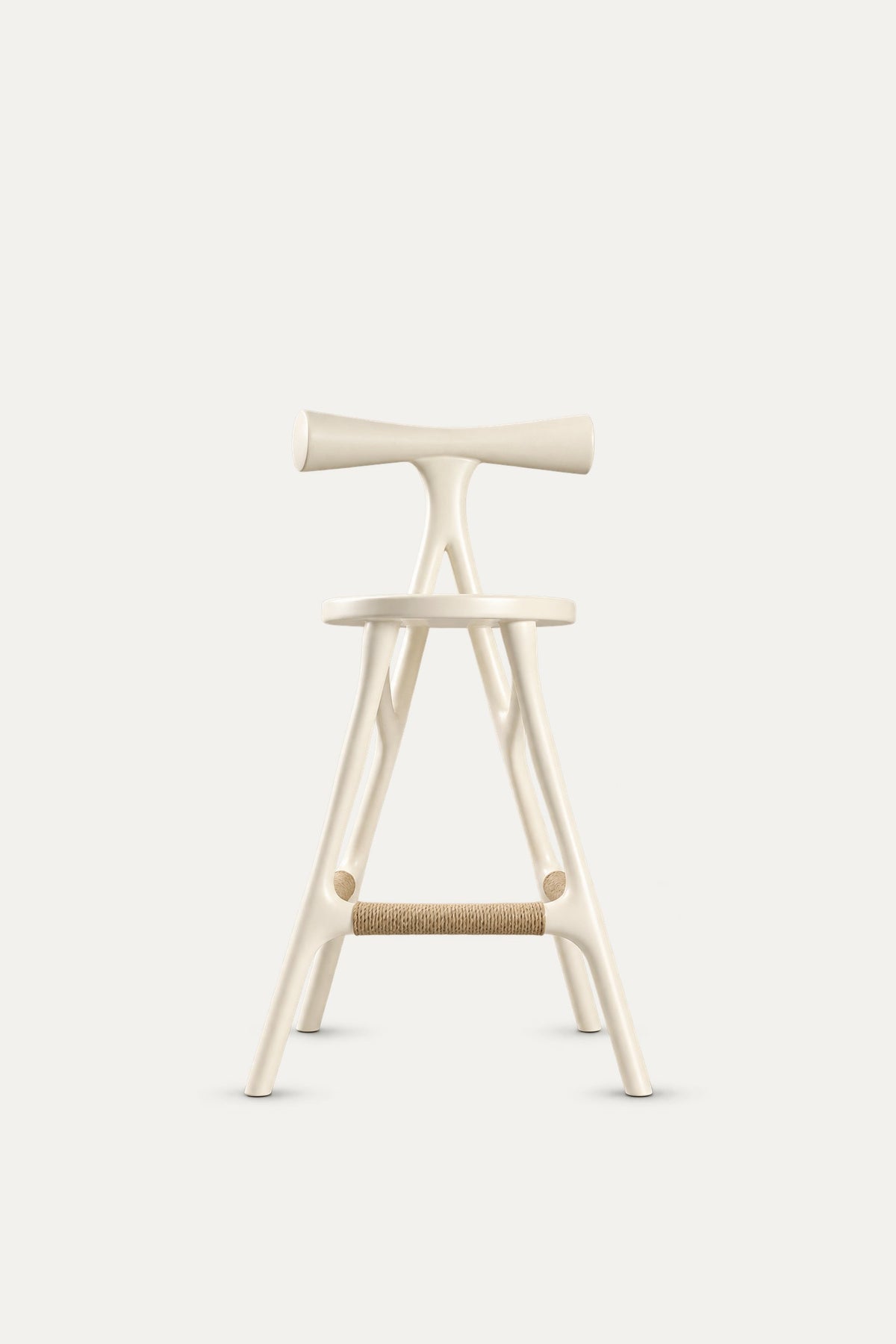 Pagoda Galambo Stool – painted oak, ivory