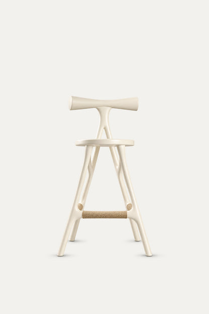Pagoda Galambo Stool – painted oak, ivory