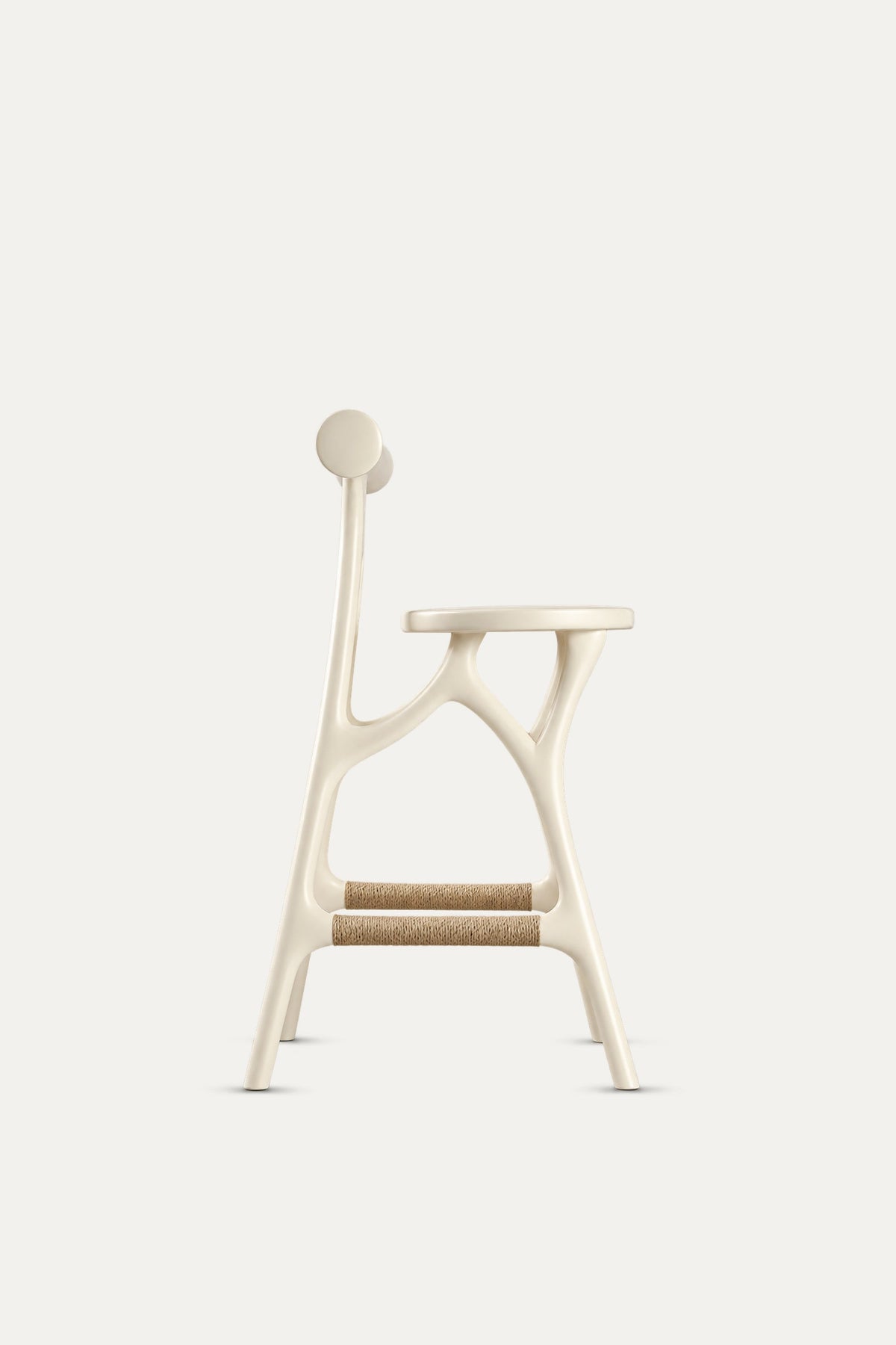 Pagoda Galambo Stool – painted oak, ivory