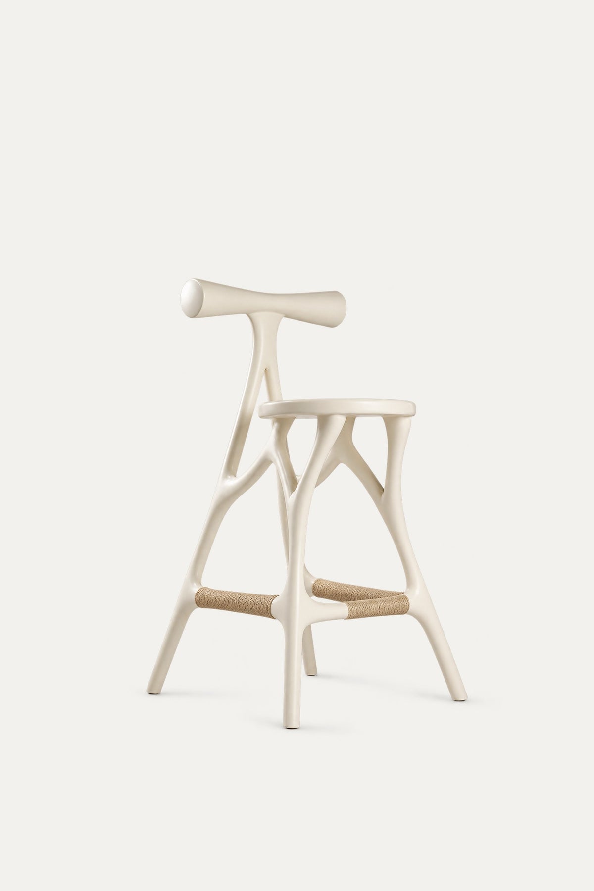 Pagoda Galambo Stool – painted oak, ivory
